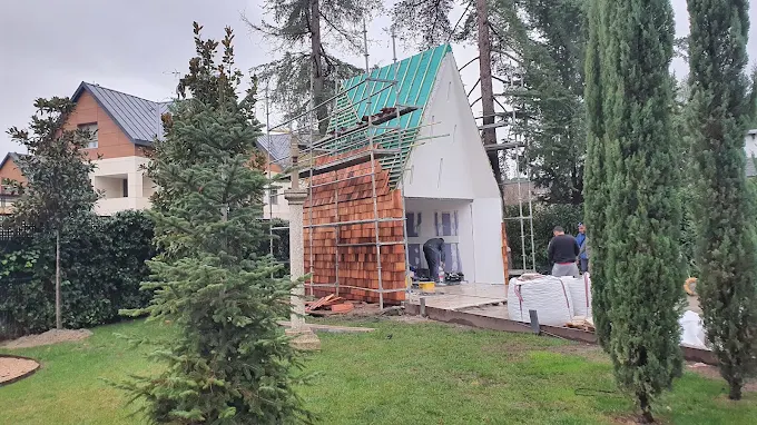 Cubierta a dos aguas en construcción